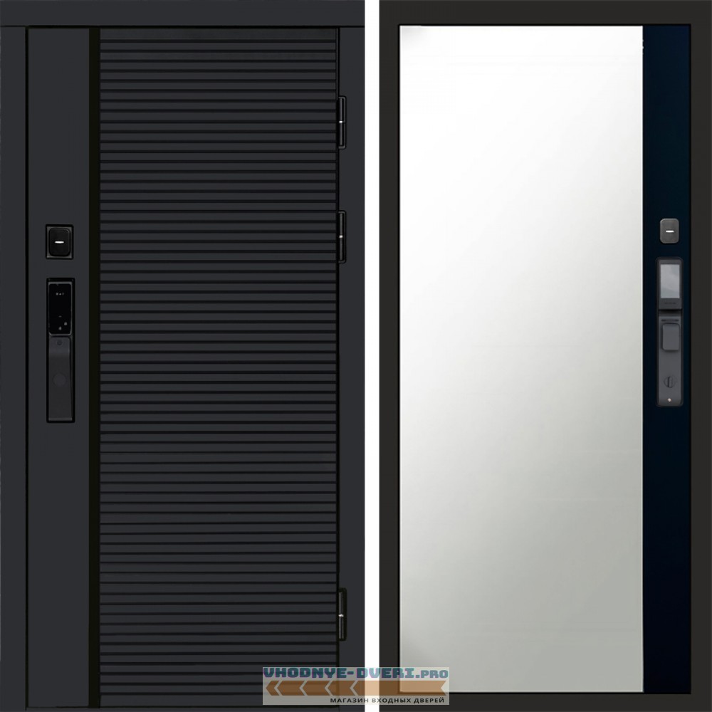 Дверь Termo Door  Smart (Смарт) Black Line Зеркало фацет Черный кварц